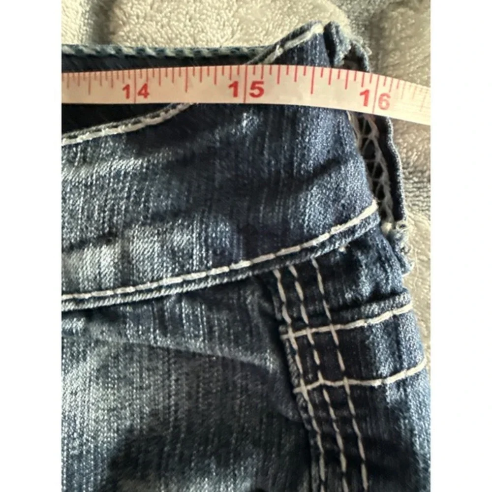 Y2K Ariya Jeans Denim Floral Ruffle Mini Skirt Low Rise Y2K, Cottage/Fairy Core, - Picture 8 of 11